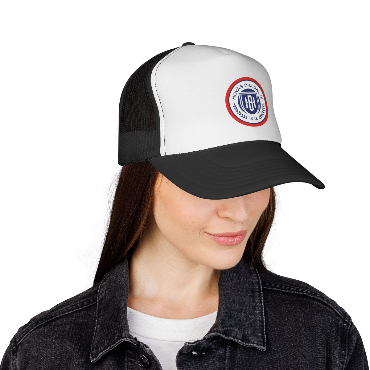 Retro Shield Trucker Cap — Vintage Badge Mesh Baseball Hat