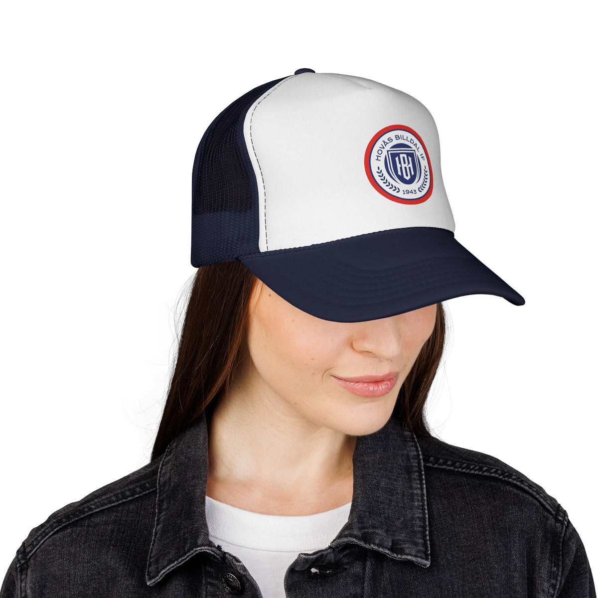 Retro Shield Trucker Cap — Vintage Badge Mesh Baseball Hat