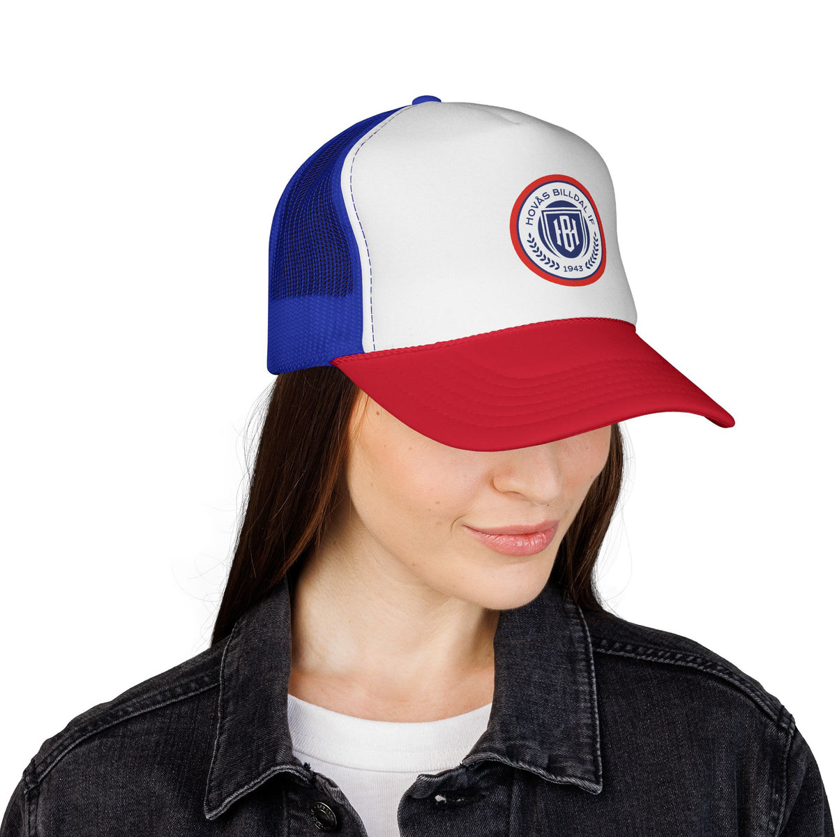 Retro Shield Trucker Cap — Vintage Badge Mesh Baseball Hat